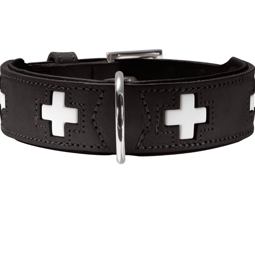 NEW Never Worn Hunter Swiss Black Leather Dog Collar L 65